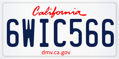 CA license plate 6WIC566