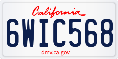 CA license plate 6WIC568