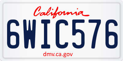 CA license plate 6WIC576