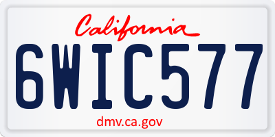 CA license plate 6WIC577