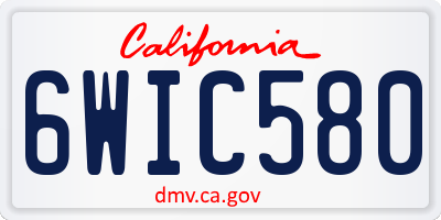 CA license plate 6WIC580