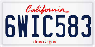 CA license plate 6WIC583