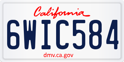 CA license plate 6WIC584