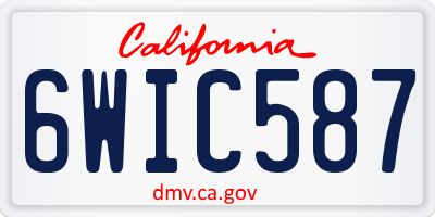 CA license plate 6WIC587