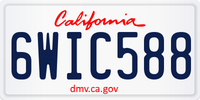 CA license plate 6WIC588