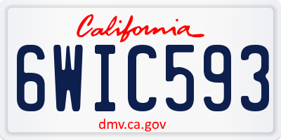 CA license plate 6WIC593
