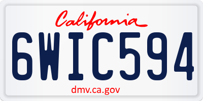 CA license plate 6WIC594