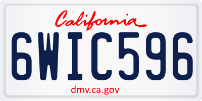 CA license plate 6WIC596