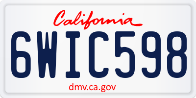CA license plate 6WIC598