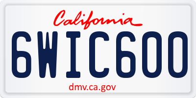 CA license plate 6WIC600