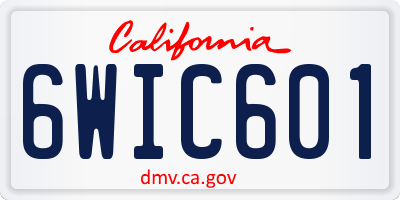 CA license plate 6WIC601