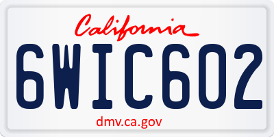 CA license plate 6WIC602