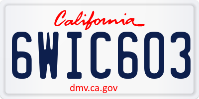 CA license plate 6WIC603