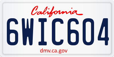 CA license plate 6WIC604