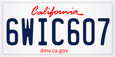 CA license plate 6WIC607