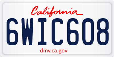 CA license plate 6WIC608