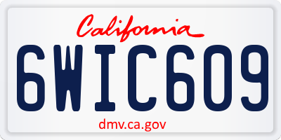 CA license plate 6WIC609