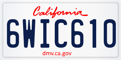 CA license plate 6WIC610