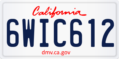 CA license plate 6WIC612