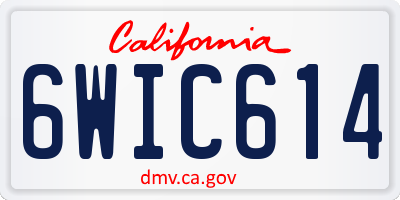 CA license plate 6WIC614