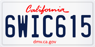 CA license plate 6WIC615
