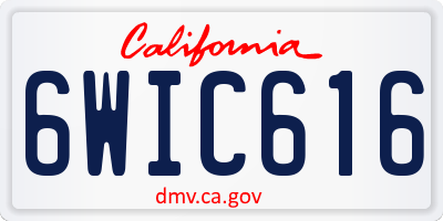 CA license plate 6WIC616