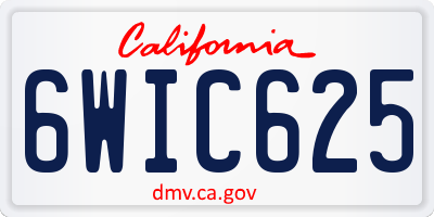 CA license plate 6WIC625