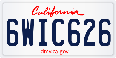 CA license plate 6WIC626