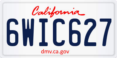 CA license plate 6WIC627