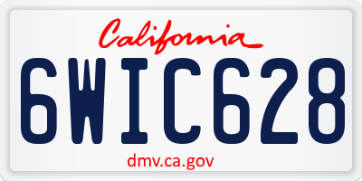 CA license plate 6WIC628