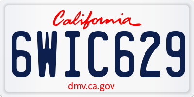 CA license plate 6WIC629