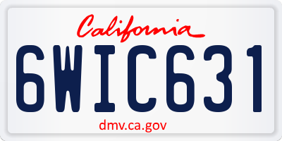 CA license plate 6WIC631