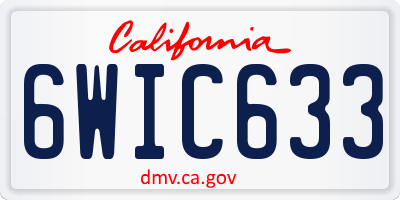 CA license plate 6WIC633