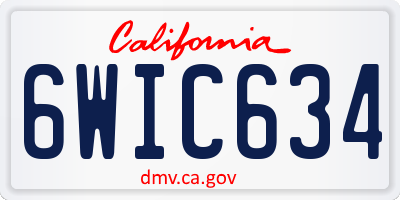 CA license plate 6WIC634