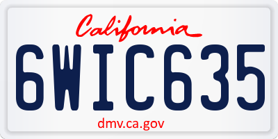 CA license plate 6WIC635