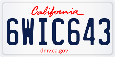 CA license plate 6WIC643