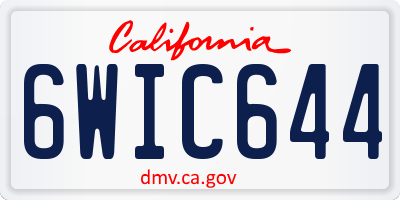 CA license plate 6WIC644