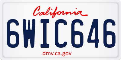 CA license plate 6WIC646