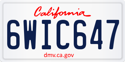 CA license plate 6WIC647