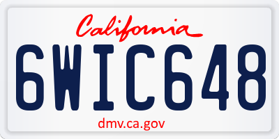CA license plate 6WIC648