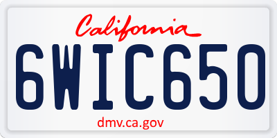 CA license plate 6WIC650