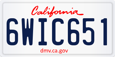 CA license plate 6WIC651