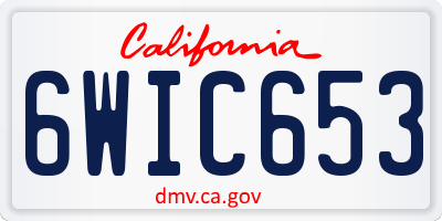 CA license plate 6WIC653
