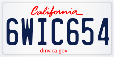 CA license plate 6WIC654
