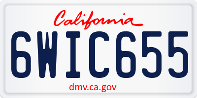 CA license plate 6WIC655