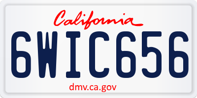 CA license plate 6WIC656