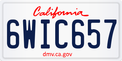 CA license plate 6WIC657