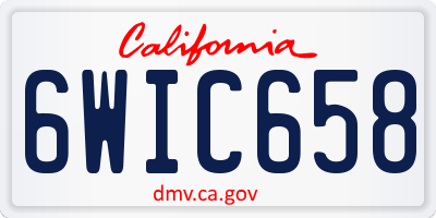 CA license plate 6WIC658