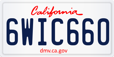 CA license plate 6WIC660