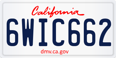 CA license plate 6WIC662